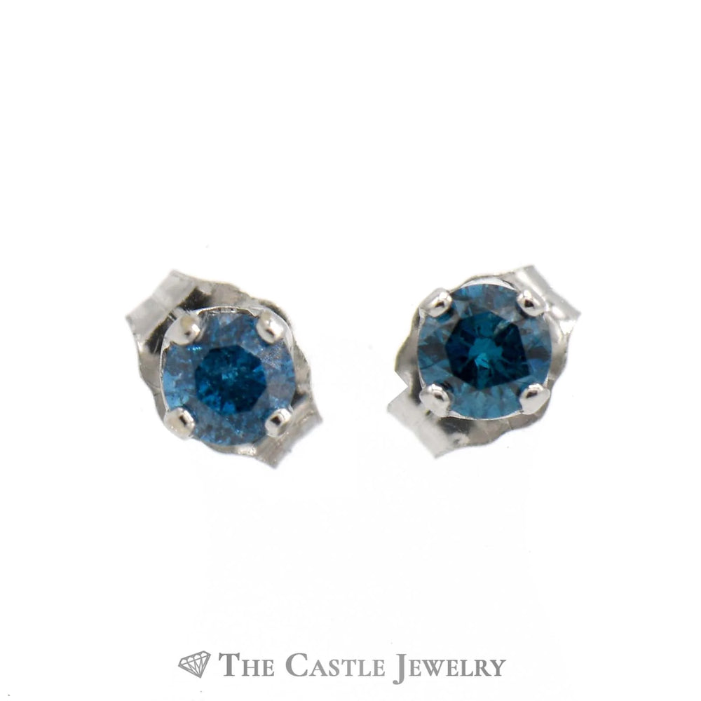 1/3cttw Blue Diamond Stud Earrings in 10k White Gold