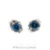 1/3cttw Blue Diamond Stud Earrings in 10k White Gold - Thumbnail 1