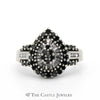 1cttw Black & White Diamond Pear Shaped Cluster Ring in 14k White Gold - Thumbnail 1