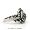 1cttw Black & White Diamond Pear Shaped Cluster Ring in 14k White Gold - Thumbnail 3