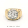 7 Diamond Cluster Ring in 14k Yellow Gold Ridged Style Sides - Thumbnail 1