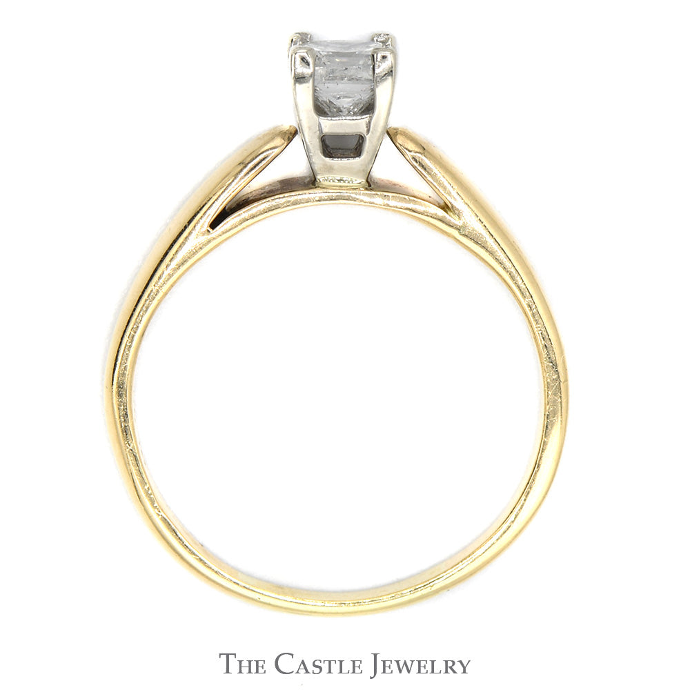 .55ct Princess Cut Diamond Solitaire Engagement Ring in 14k Yellow Gold Cathedral Mounting