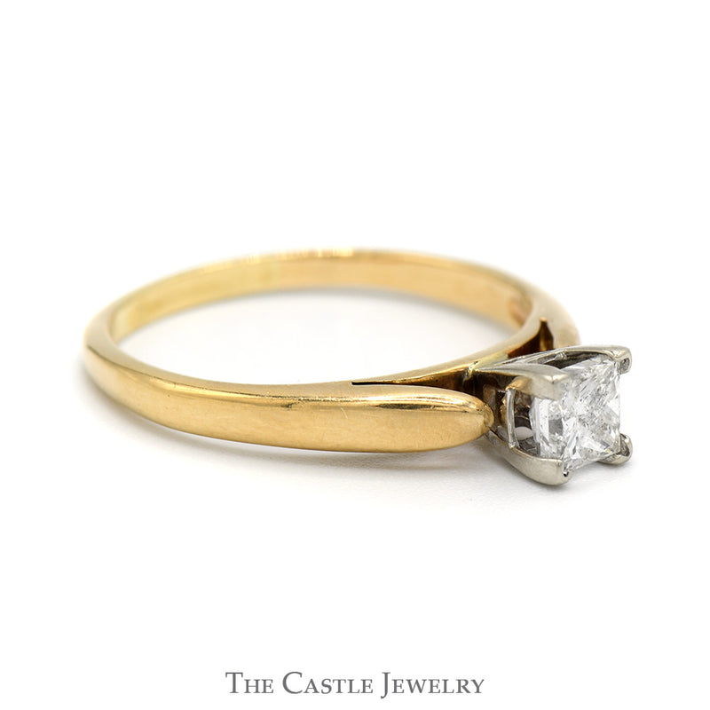 .55ct Princess Cut Diamond Solitaire Engagement Ring in 14k Yellow Gold Cathedral Mounting