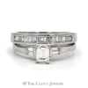 Emerald Cut Diamond Engagement Ring and Diamond Band Bridal Set in Platinum - Thumbnail 1