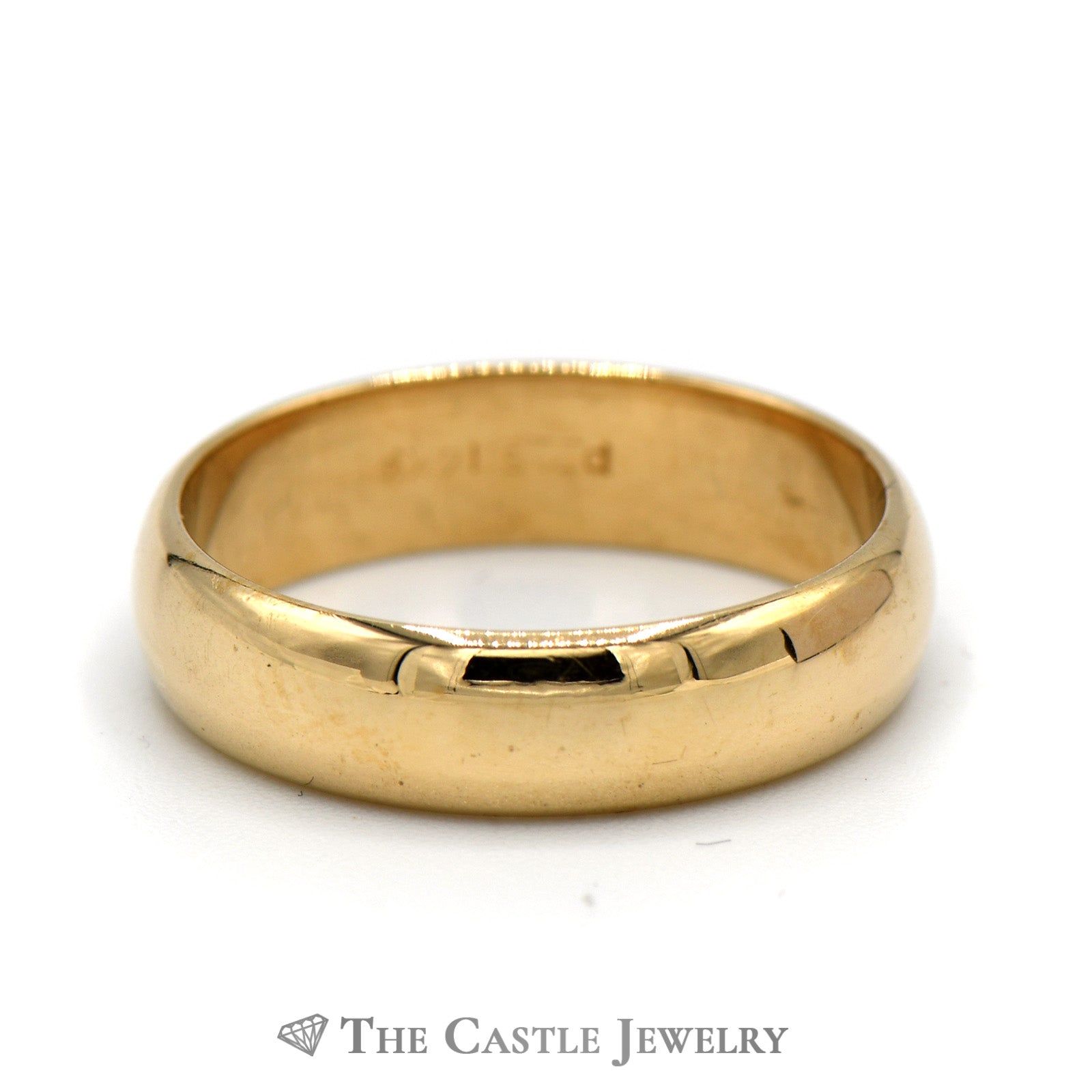 14k Yellow Gold 5mm Wide Polished Wedding Band Size 9 – The Castle