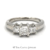 1cttw Princess Cut Diamond Three Stone Engagement Ring in 14k White Gold - Thumbnail 1