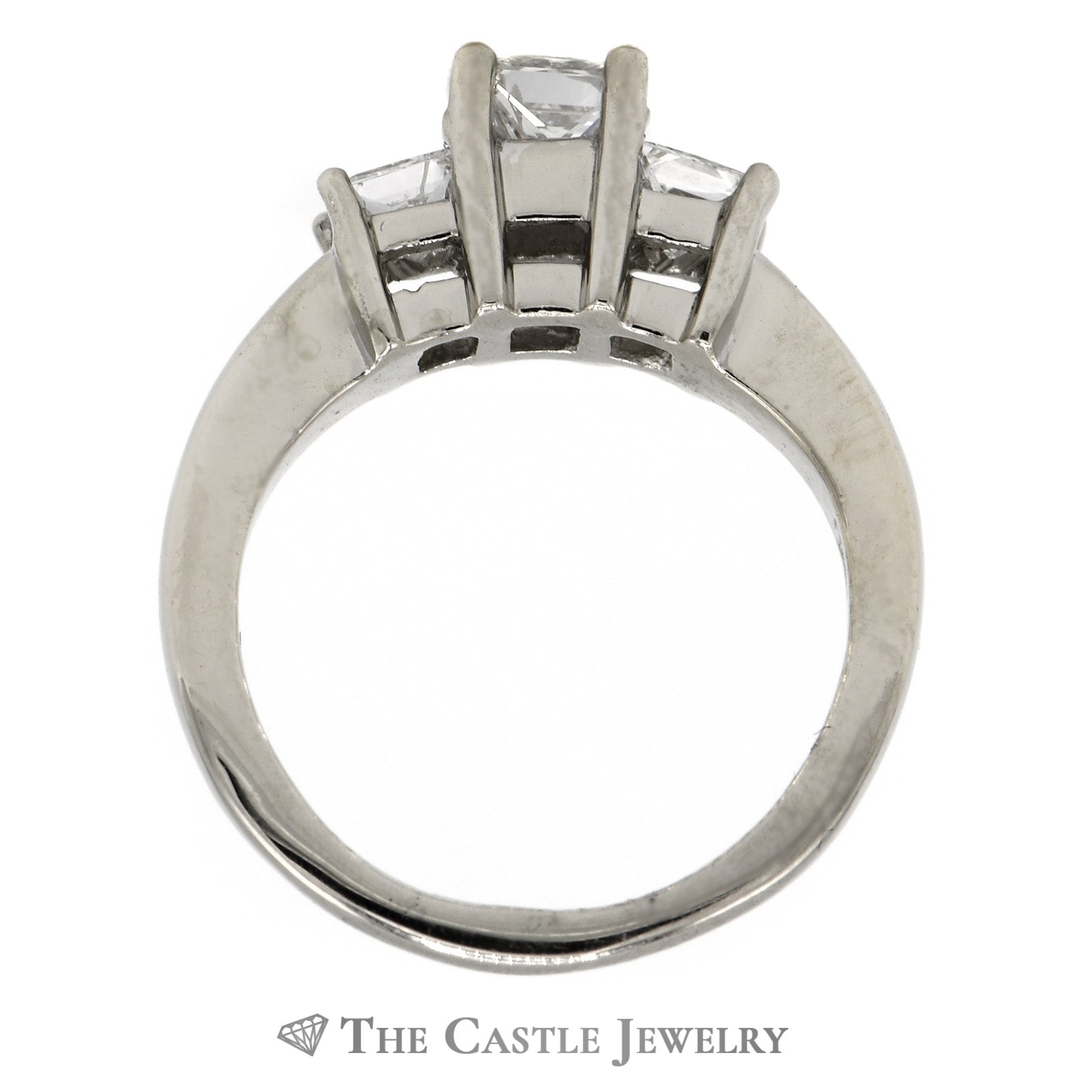 1cttw Princess Cut Diamond Three Stone Engagement Ring in 14k White Go ...