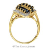 Round and Baguette Sapphire Cluster Ring with Illusion Set Diamond Accents in 10k Yellow Gold - Thumbnail 2