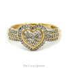 1/2cttw Heart Shaped Diamond Cluster Ring with Diamond Halo and Accents in 10k Yellow Gold - Thumbnail 1