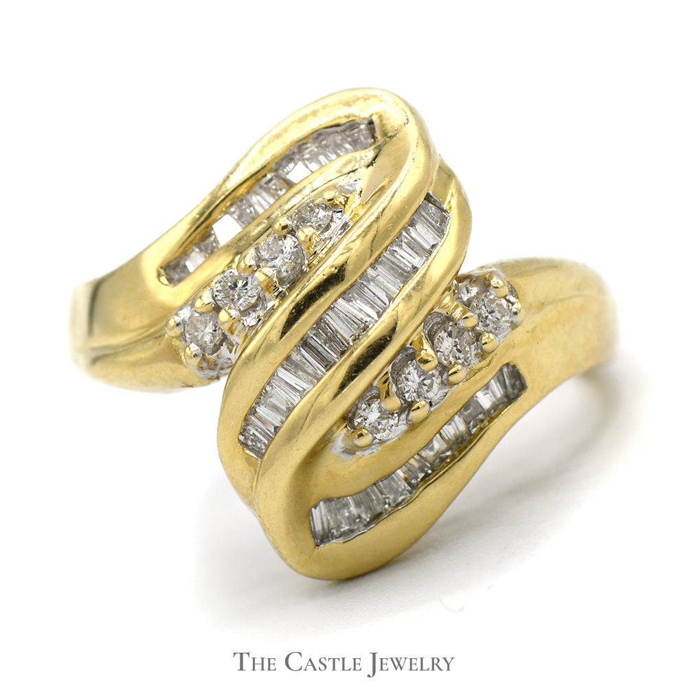 14 K Yellow Gold Designer Diamond Baguette Band / Ring Chanel 