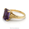 Emerald Cut Amethyst Ring with Fanned Sides in 14k Yellow Gold - Thumbnail 3