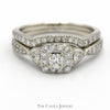 1cttw Diamond Bridal Set with Diamond Accents and Matching Curved Band in 14k White Gold - Thumbnail 1