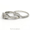 1cttw Diamond Bridal Set with Diamond Accents and Matching Curved Band in 14k White Gold - Thumbnail 3