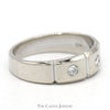 Flat Set Triple Diamond Band with Grooved Design in 14k White Gold - Thumbnail 3