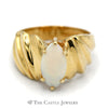 Marquise Shaped Opal Ring with Wavy 10k Yellow Gold Mounting - Thumbnail 1