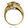 Triple Flower Cluster Ring with Baguette and Round Diamond Accents in 10k Yellow Gold - Thumbnail 2