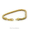 7 Inch Two Tone Intertwined Rope and Beaded Chain Bracelet in 14k Yellow and White Gold - Thumbnail 2