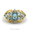 Marquise Cut Blue Topaz Ring with Blue Topaz Cluster and Diamond Accents in 10k Yellow Gold - Thumbnail 1