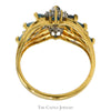 Marquise Cut Blue Topaz Ring with Blue Topaz Cluster and Diamond Accents in 10k Yellow Gold - Thumbnail 2