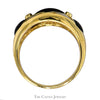 Mother of Pearl and Onyx Dome Ring with Diamond Accents in 14k Yellow Gold - Thumbnail 2