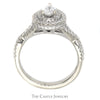 Vera Wang "Love Collection" Designer Pear Cut Engagement Ring with Double Halo and Accents in 14k White Gold - Thumbnail 2