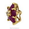 Flower Shaped Ruby Cluster Pendant with Diamond Accent in 10k Yellow Gold - Thumbnail 2