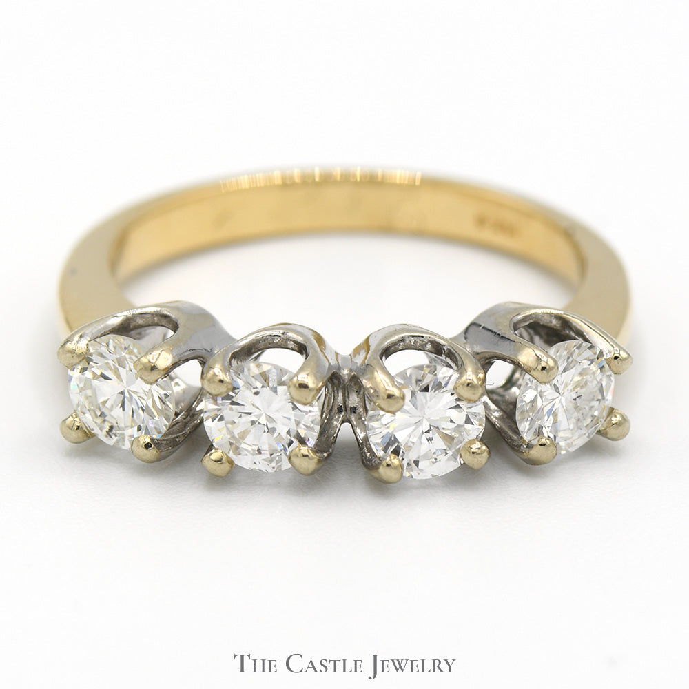 1cttw Four Round Brilliant Cut Diamond Band in 14k Yellow Gold