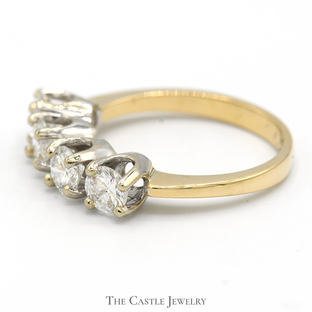 1cttw Four Round Brilliant Cut Diamond Band in 14k Yellow Gold
