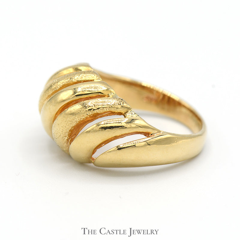14k Yellow Gold Open Ridged Dome Ring - Size 6