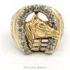 Horse Head in Diamond Horseshoe Equestrian Ring in 10k Yellow Gold - Thumbnail 1