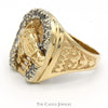 Horse Head in Diamond Horseshoe Equestrian Ring in 10k Yellow Gold - Thumbnail 3