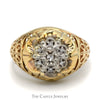 7 Diamond Kentucky Cluster Ring in 10k Yellow Gold Open Filigree Mounting - Thumbnail 1