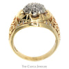 7 Diamond Kentucky Cluster Ring in 10k Yellow Gold Open Filigree Mounting - Thumbnail 2
