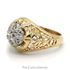 7 Diamond Kentucky Cluster Ring in 10k Yellow Gold Open Filigree Mounting - Thumbnail 3