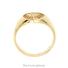 Oval Signet Ring with Cross in Front of Sunrise Design in 14k Yellow Gold - Thumbnail 2