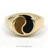 Tan and Black Enamel Yin Yang Ring in 14k Yellow Gold - Thumbnail 1
