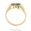 Tan and Black Enamel Yin Yang Ring in 14k Yellow Gold - Thumbnail 3