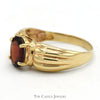 Oval Garnet Ring with Ridged Sides in 10k Yellow Gold - Thumbnail 3