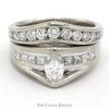 1.35cttw Marquise Cut Diamond Bridal Set with Accents and Matching Curved Band in 14k White Gold - Thumbnail 1