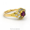 Round Ruby Ring with Baguette and Marquise Diamond Accents in 18k Yellow Gold Arthritic Shank Setting - Thumbnail 3