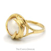 Mabe Pearl Ring with Wave Designed 10k Yellow Gold Mounting - Thumbnail 3