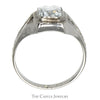 Bezel Set Radiant Cut Aquamarine Ring in 10k White Gold Antique Style Setting - Thumbnail 2