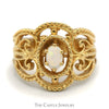 Oval Opal Ring with Open Beaded Scroll Design in 14k Yellow Gold - Thumbnail 1