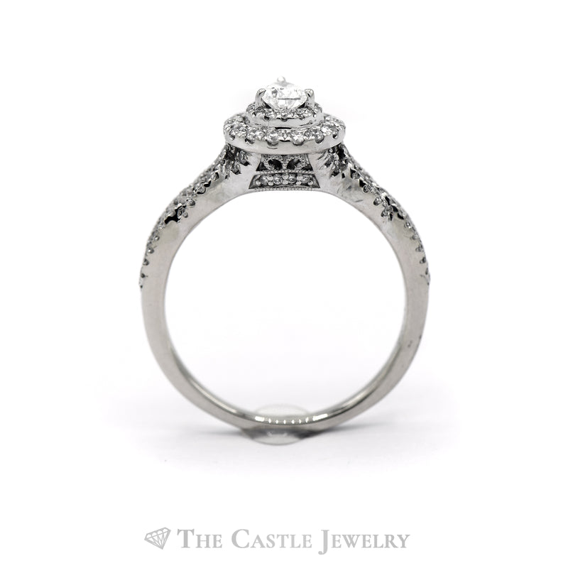 Neil Lane 1cttw Diamond Engagement Ring with Diamond Halo & Accents in 14k White Gold