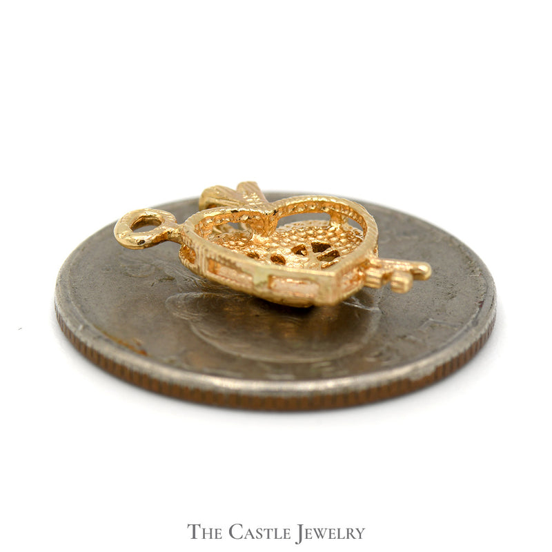 Lock & Key Heart Pendant with Illusion Set Diamond Accent in 14k Yellow Gold
