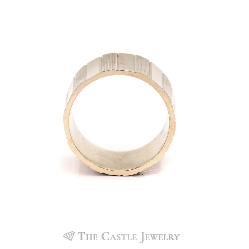 14k Yellow Gold 10mm Grooved and Polished Band