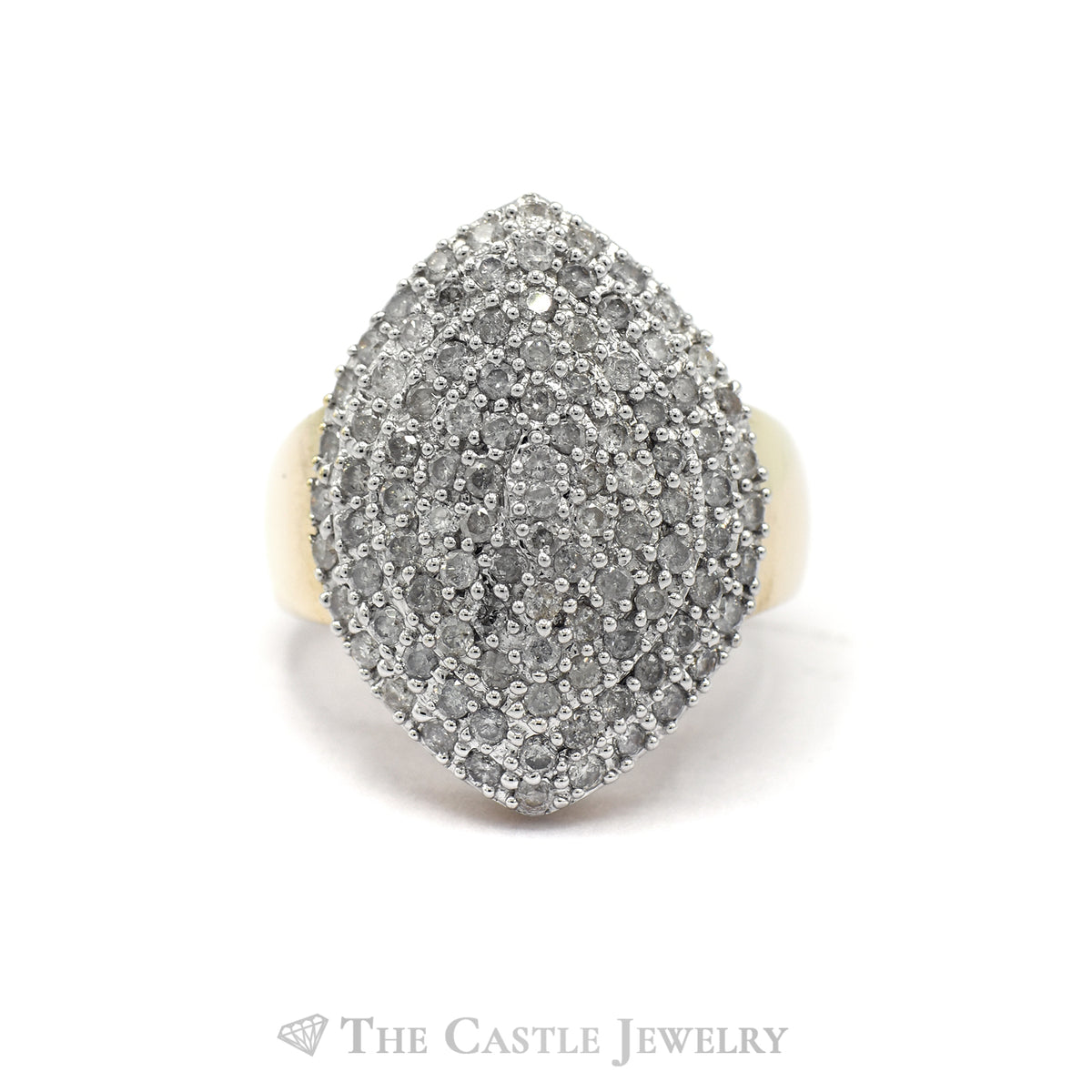 1.50CTTW Marquise Shape Diamond Cluster Ring in 10KT Yellow Gold