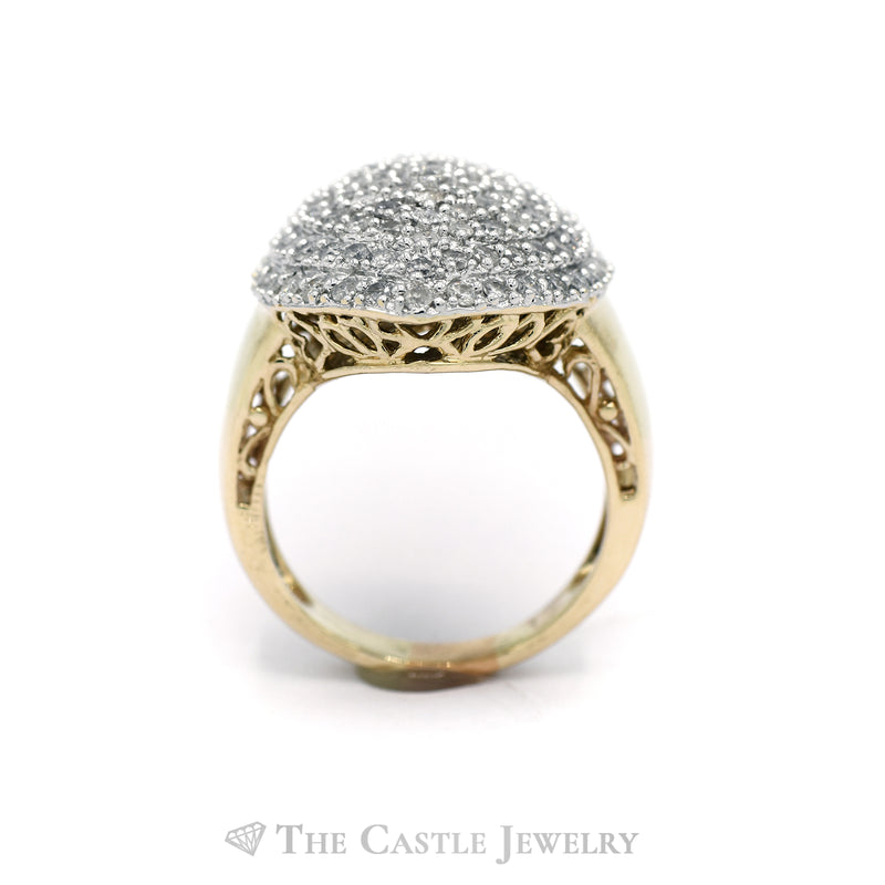 1.50CTTW Marquise Shape Diamond Cluster Ring in 10KT Yellow Gold