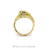 Bezel Set Round Ruby and Diamond Ring with Open Design Mounting in 18KT Yellow Gold - Thumbnail 2