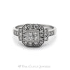 .75CTTW Princess Cut Diamonds with Round Cut Diamond Bezel in 14K White Gold - Thumbnail 1